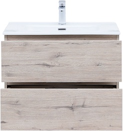 Aquanet Тумба под раковину Алвита New 70 2 ящика подвесная дуб веллингтон белый – фотография-5